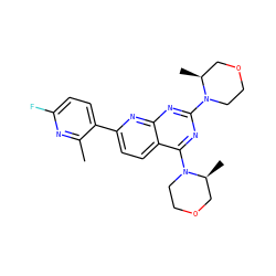 Cc1nc(F)ccc1-c1ccc2c(N3CCOC[C@@H]3C)nc(N3CCOC[C@@H]3C)nc2n1 ZINC000139428659