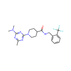 Cc1nc(N(C)C)nc(N2CCC(C(=O)NCc3ccccc3C(F)(F)F)CC2)n1 ZINC000096271669