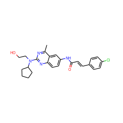 Cc1nc(N(CCO)C2CCCC2)nc2ccc(NC(=O)/C=C/c3ccc(Cl)cc3)cc12 ZINC000084616200