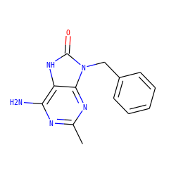 Cc1nc(N)c2[nH]c(=O)n(Cc3ccccc3)c2n1 ZINC000013492479
