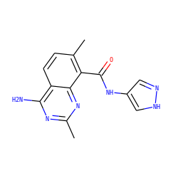 Cc1nc(N)c2ccc(C)c(C(=O)Nc3cn[nH]c3)c2n1 ZINC000066073608