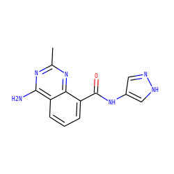 Cc1nc(N)c2cccc(C(=O)Nc3cn[nH]c3)c2n1 ZINC000066074150