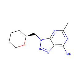 Cc1nc(N)c2nnn(C[C@@H]3CCCCO3)c2n1 ZINC000084688734