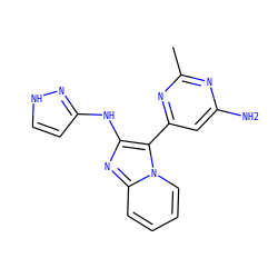 Cc1nc(N)cc(-c2c(Nc3cc[nH]n3)nc3ccccn23)n1 ZINC000095554936
