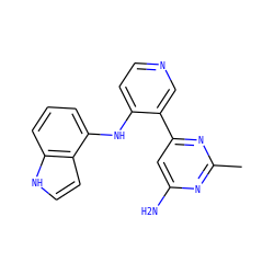 Cc1nc(N)cc(-c2cnccc2Nc2cccc3[nH]ccc23)n1 ZINC000113239682