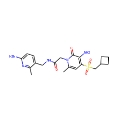 Cc1nc(N)ccc1CNC(=O)Cn1c(C)cc(S(=O)(=O)CC2CCC2)c(N)c1=O ZINC000013489224