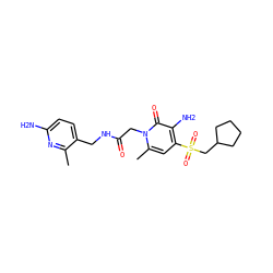 Cc1nc(N)ccc1CNC(=O)Cn1c(C)cc(S(=O)(=O)CC2CCCC2)c(N)c1=O ZINC000013489225