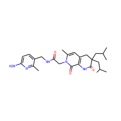 Cc1nc(N)ccc1CNC(=O)Cn1c(C)cc2c(c1=O)NC(=O)C(CC(C)C)(CC(C)C)C2 ZINC000026008411