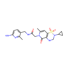Cc1nc(N)ccc1CNC(=O)Cn1c(C)cc2c(c1=O)NCN(C1CC1)S2(=O)=O ZINC000013489229