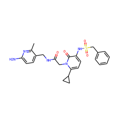 Cc1nc(N)ccc1CNC(=O)Cn1c(C2CC2)ccc(NS(=O)(=O)Cc2ccccc2)c1=O ZINC000029417298