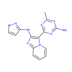 Cc1nc(N)nc(-c2c(Nc3cc[nH]n3)nc3ccccn23)n1 ZINC000095553846