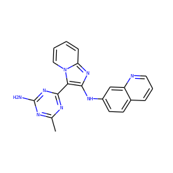 Cc1nc(N)nc(-c2c(Nc3ccc4cccnc4c3)nc3ccccn23)n1 ZINC000168354401