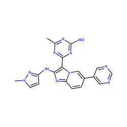 Cc1nc(N)nc(-c2c(Nc3ccn(C)n3)nc3ccc(-c4cncnc4)cn23)n1 ZINC000095557289