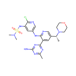 Cc1nc(N)nc(-c2cc([C@@H](C)N3CCOCC3)cnc2Nc2cnc(Cl)c(NS(=O)(=O)N(C)C)c2)n1 ZINC000168747657