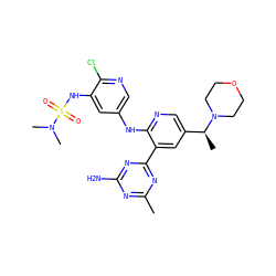 Cc1nc(N)nc(-c2cc([C@H](C)N3CCOCC3)cnc2Nc2cnc(Cl)c(NS(=O)(=O)N(C)C)c2)n1 ZINC000168747745