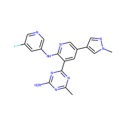 Cc1nc(N)nc(-c2cc(-c3cnn(C)c3)cnc2Nc2cncc(F)c2)n1 ZINC000113155328