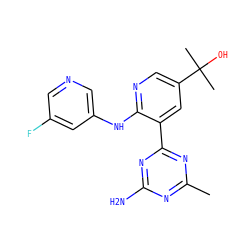Cc1nc(N)nc(-c2cc(C(C)(C)O)cnc2Nc2cncc(F)c2)n1 ZINC000113242290