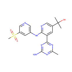 Cc1nc(N)nc(-c2cc(C(C)(C)O)cnc2Nc2cncc(S(C)(=O)=O)c2)n1 ZINC000113242364