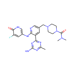 Cc1nc(N)nc(-c2cc(CN3CCN(C(=O)N(C)C)CC3)cnc2Nc2c[nH]c(=O)c(F)c2)n1 ZINC000113241400
