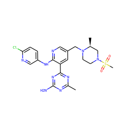 Cc1nc(N)nc(-c2cc(CN3CCN(S(C)(=O)=O)C[C@@H]3C)cnc2Nc2ccc(Cl)nc2)n1 ZINC000113153095
