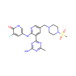 Cc1nc(N)nc(-c2cc(CN3CCN(S(C)(=O)=O)CC3)cnc2Nc2c[nH]c(=O)c(F)c2)n1 ZINC000113239920
