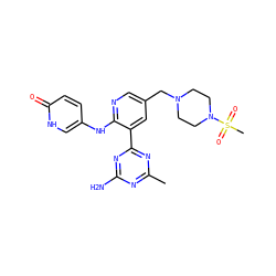 Cc1nc(N)nc(-c2cc(CN3CCN(S(C)(=O)=O)CC3)cnc2Nc2ccc(=O)[nH]c2)n1 ZINC000095552344