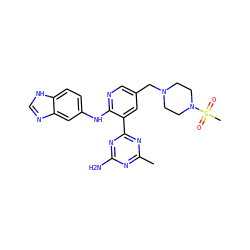 Cc1nc(N)nc(-c2cc(CN3CCN(S(C)(=O)=O)CC3)cnc2Nc2ccc3[nH]cnc3c2)n1 ZINC000113237546