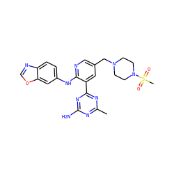 Cc1nc(N)nc(-c2cc(CN3CCN(S(C)(=O)=O)CC3)cnc2Nc2ccc3ncoc3c2)n1 ZINC000113242016
