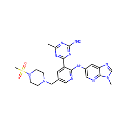 Cc1nc(N)nc(-c2cc(CN3CCN(S(C)(=O)=O)CC3)cnc2Nc2cnc3c(c2)ncn3C)n1 ZINC000113242660