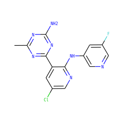 Cc1nc(N)nc(-c2cc(Cl)cnc2Nc2cncc(F)c2)n1 ZINC000113243806