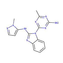 Cc1nc(N)nc(-n2c(Nc3ccnn3C)nc3ccccc32)n1 ZINC000071329970