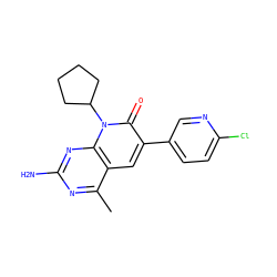 Cc1nc(N)nc2c1cc(-c1ccc(Cl)nc1)c(=O)n2C1CCCC1 ZINC000117701409