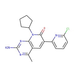 Cc1nc(N)nc2c1cc(-c1cccc(Cl)n1)c(=O)n2C1CCCC1 ZINC000140015708