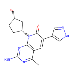 Cc1nc(N)nc2c1cc(-c1cn[nH]c1)c(=O)n2[C@@H]1CC[C@H](O)C1 ZINC000141478598