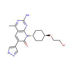Cc1nc(N)nc2c1cc(-c1cn[nH]c1)c(=O)n2[C@H]1CC[C@H](OCCO)CC1 ZINC000116029432