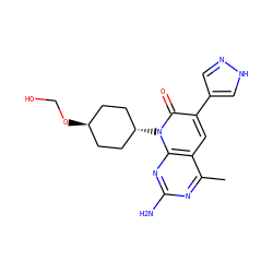 Cc1nc(N)nc2c1cc(-c1cn[nH]c1)c(=O)n2[C@H]1CC[C@H](OCO)CC1 ZINC000101675271