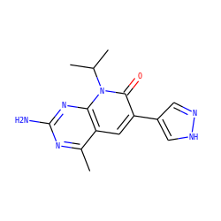 Cc1nc(N)nc2c1cc(-c1cn[nH]c1)c(=O)n2C(C)C ZINC000084672152