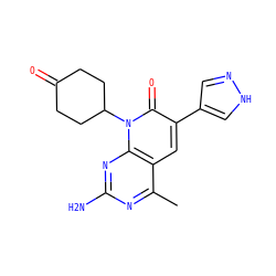 Cc1nc(N)nc2c1cc(-c1cn[nH]c1)c(=O)n2C1CCC(=O)CC1 ZINC000117700490