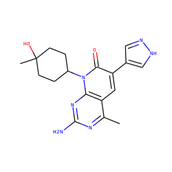 Cc1nc(N)nc2c1cc(-c1cn[nH]c1)c(=O)n2C1CCC(C)(O)CC1 ZINC000116025470