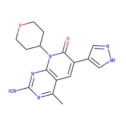 Cc1nc(N)nc2c1cc(-c1cn[nH]c1)c(=O)n2C1CCOCC1 ZINC000117702911