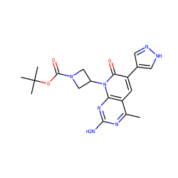 Cc1nc(N)nc2c1cc(-c1cn[nH]c1)c(=O)n2C1CN(C(=O)OC(C)(C)C)C1 ZINC000140920767