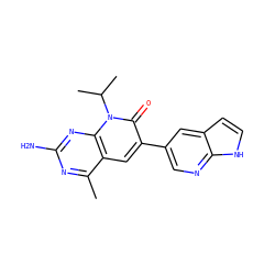Cc1nc(N)nc2c1cc(-c1cnc3[nH]ccc3c1)c(=O)n2C(C)C ZINC000117712147