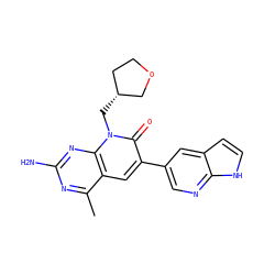 Cc1nc(N)nc2c1cc(-c1cnc3[nH]ccc3c1)c(=O)n2C[C@@H]1CCOC1 ZINC000117698390