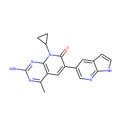 Cc1nc(N)nc2c1cc(-c1cnc3[nH]ccc3c1)c(=O)n2C1CC1 ZINC000117702698