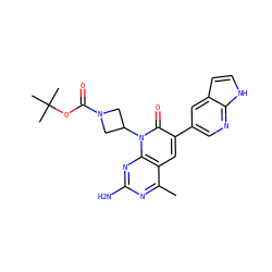 Cc1nc(N)nc2c1cc(-c1cnc3[nH]ccc3c1)c(=O)n2C1CN(C(=O)OC(C)(C)C)C1 ZINC000140447467
