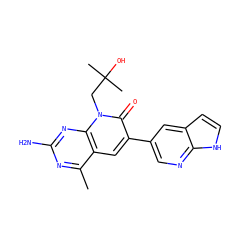 Cc1nc(N)nc2c1cc(-c1cnc3[nH]ccc3c1)c(=O)n2CC(C)(C)O ZINC000117707790