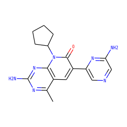 Cc1nc(N)nc2c1cc(-c1cncc(N)n1)c(=O)n2C1CCCC1 ZINC000140055348