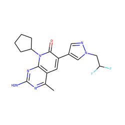Cc1nc(N)nc2c1cc(-c1cnn(CC(F)F)c1)c(=O)n2C1CCCC1 ZINC000117701555