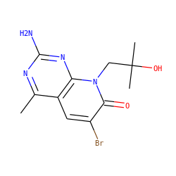 Cc1nc(N)nc2c1cc(Br)c(=O)n2CC(C)(C)O ZINC000117710772