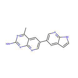 Cc1nc(N)nc2ncc(-c3cnc4[nH]ccc4c3)cc12 ZINC000299824034
